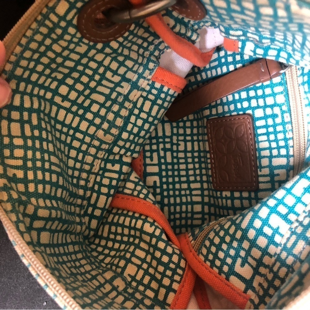 Fossil Coated Canvas Summer Shoulder Bag Wide Adj… - image 8